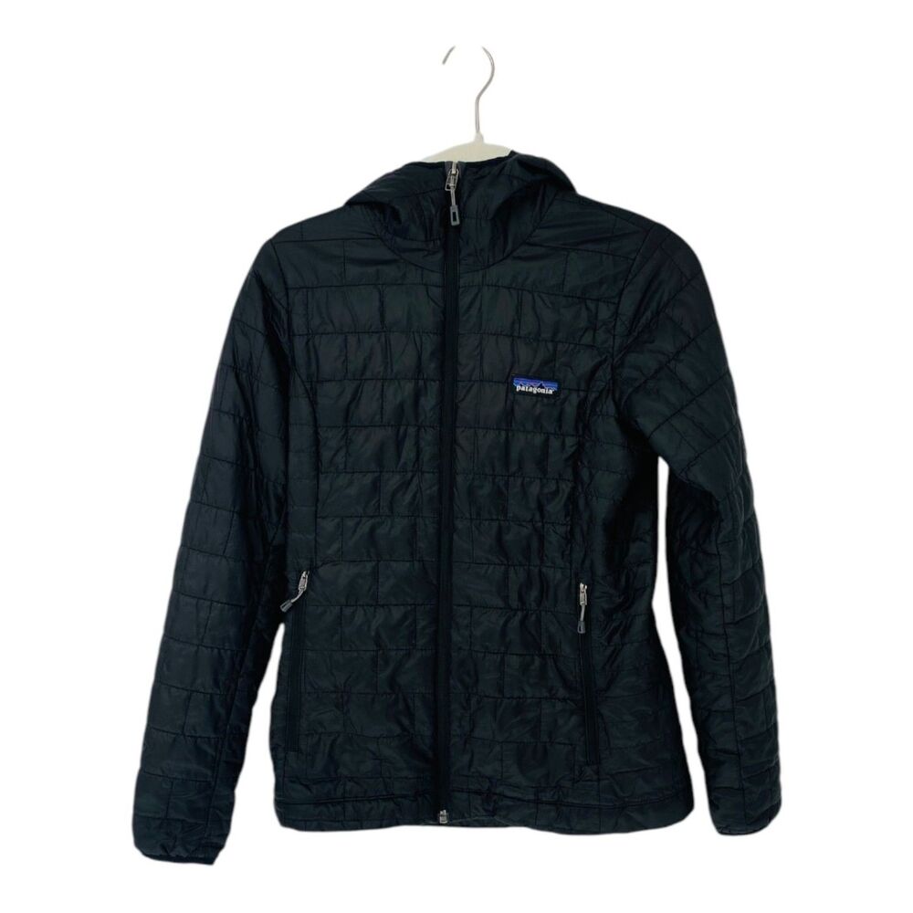 Patagonia Nano Puff Quilted Puffer Hooded Black Jacket Women's XS